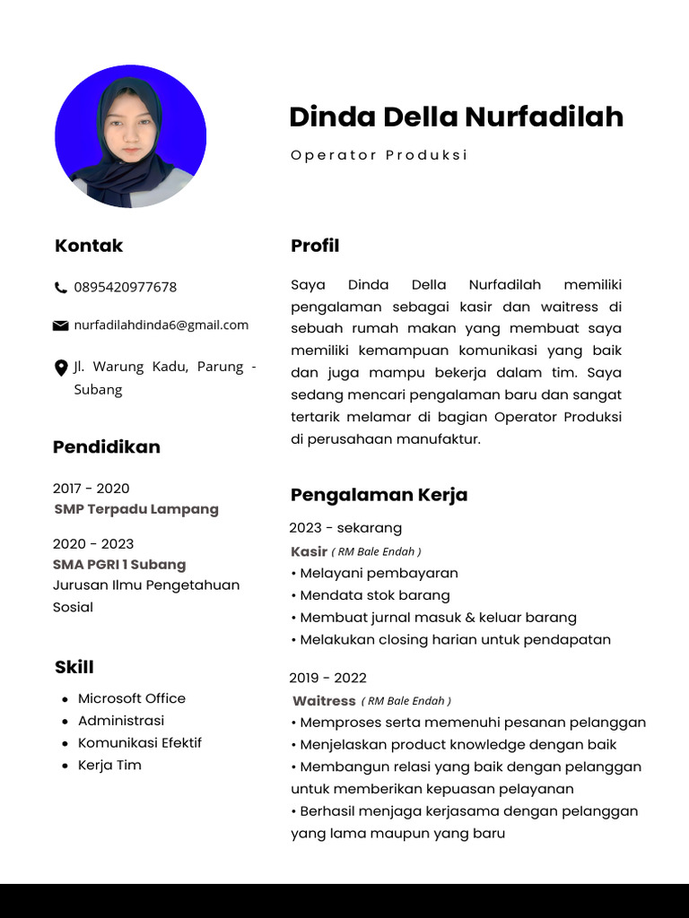 Putih Dan Hitam Profesional Minimalis CV Resume Template PDF | PDF