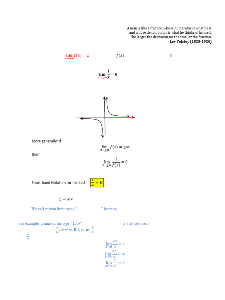 Limits at Infinity & Asymptotes | PDF | Asymptote | Mathematical Relations