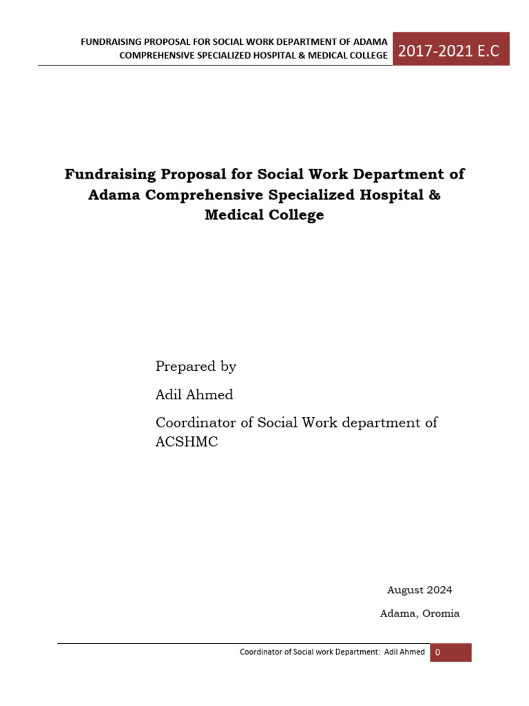 Fundraising Proposal For Social Work Department of Adama Comprehensive ...