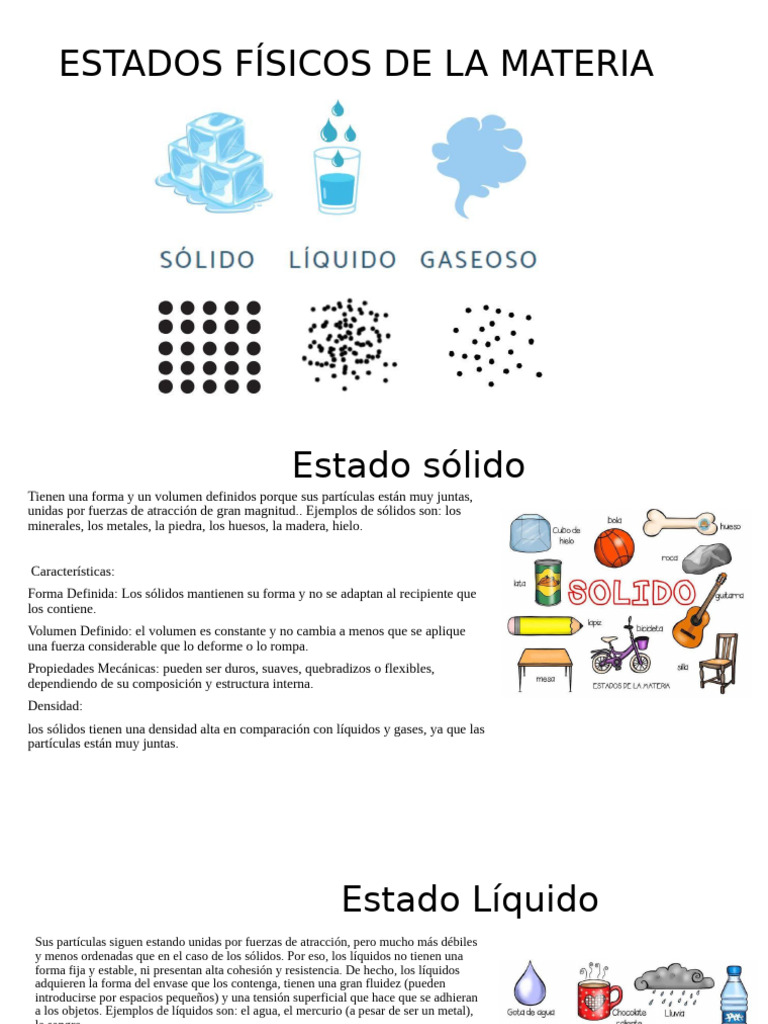 Cambios Físicos, Estados Físicos de La Materia y Cambios Físicos de La ...