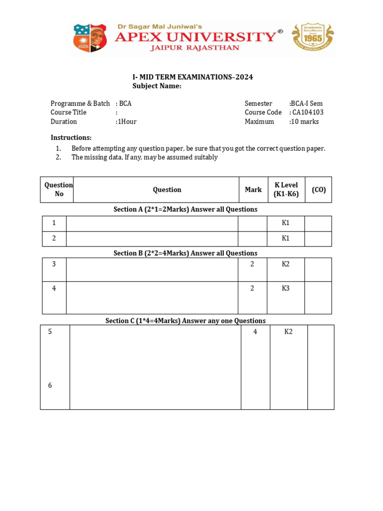 BCA I Sem C-Programming Paper-II | PDF | Teaching Methods & Materials ...
