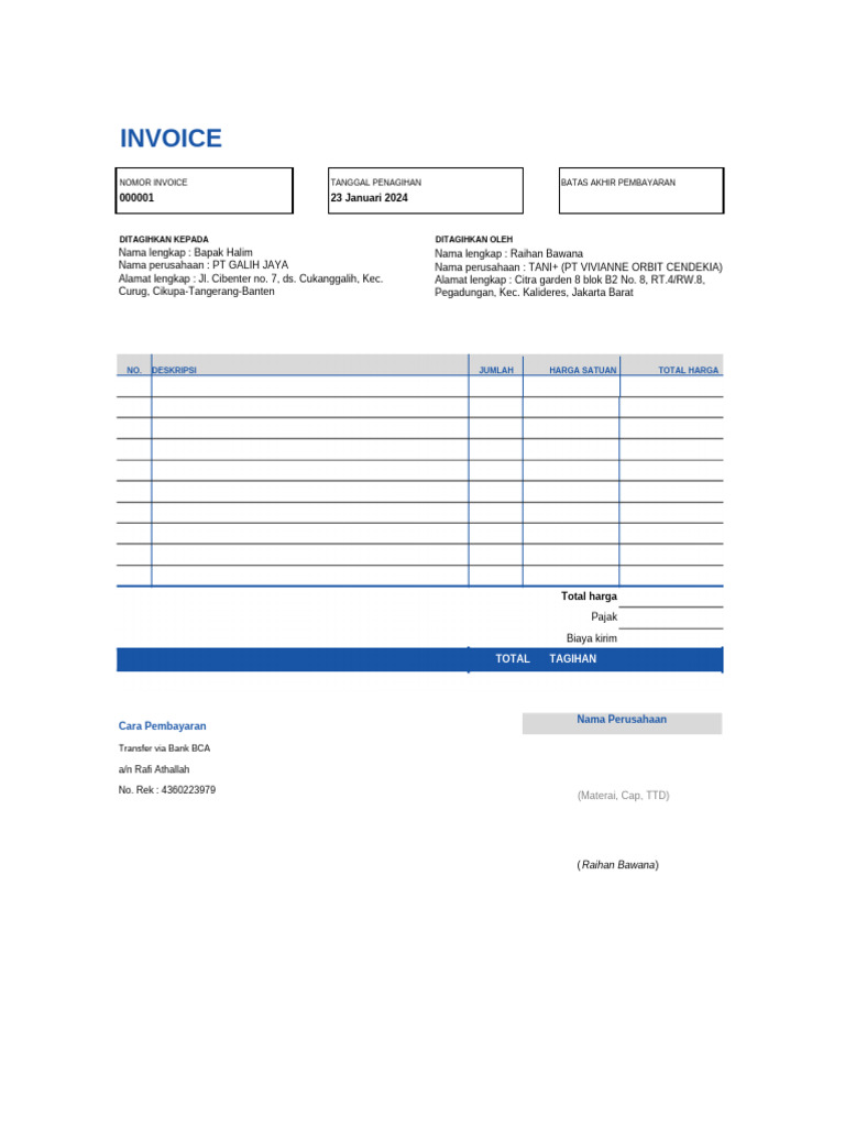 Contoh Invoice Akseleran | PDF