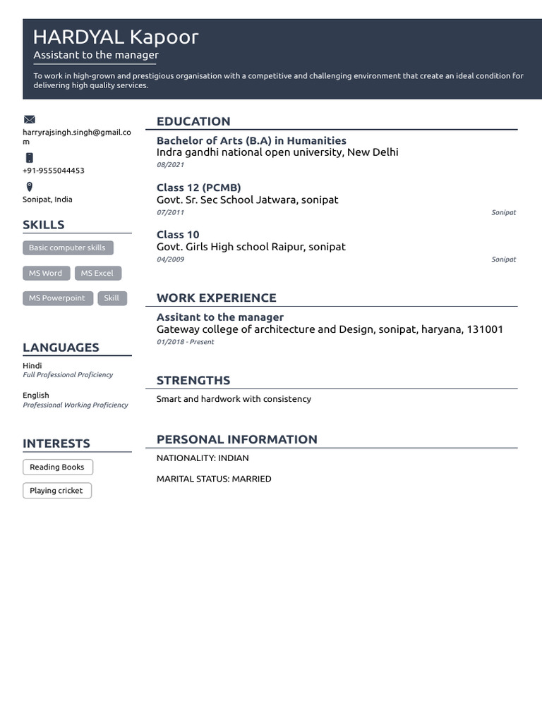 Hardyals Professional Profile | PDF