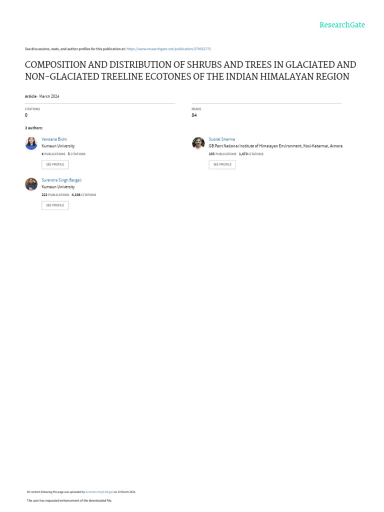 Composition and Distribution of Shrubs and Trees in Glaciated and Non ...