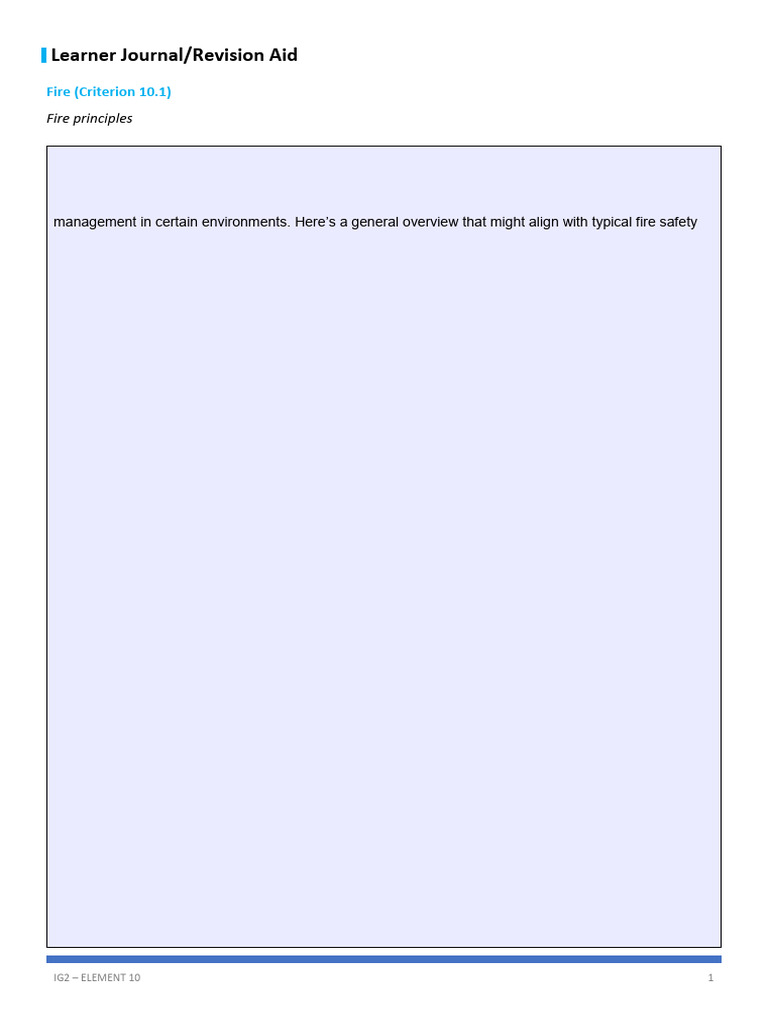 Element 10 - Learner Journal | PDF | Fire Safety | Firefighting