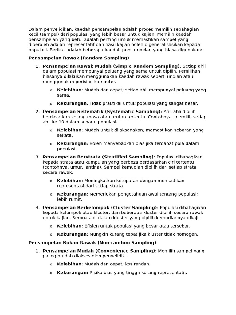 Panduan Kaedah Pensampelan | PDF