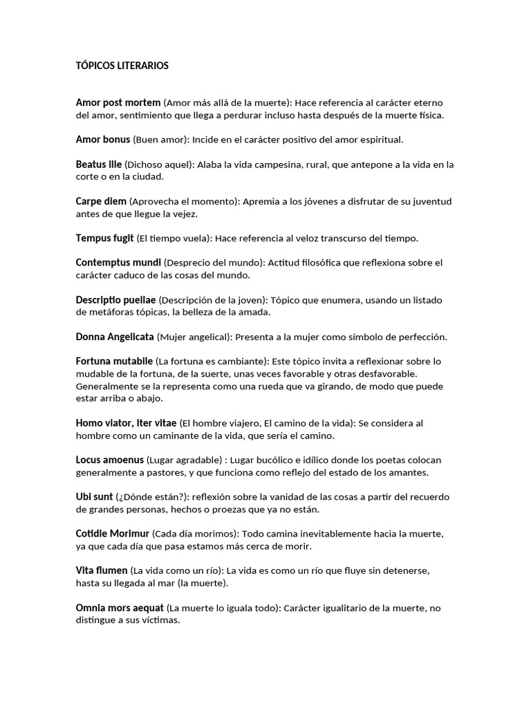 Tópicos Literarios Clásicos y Su Significado | PDF | Poesía