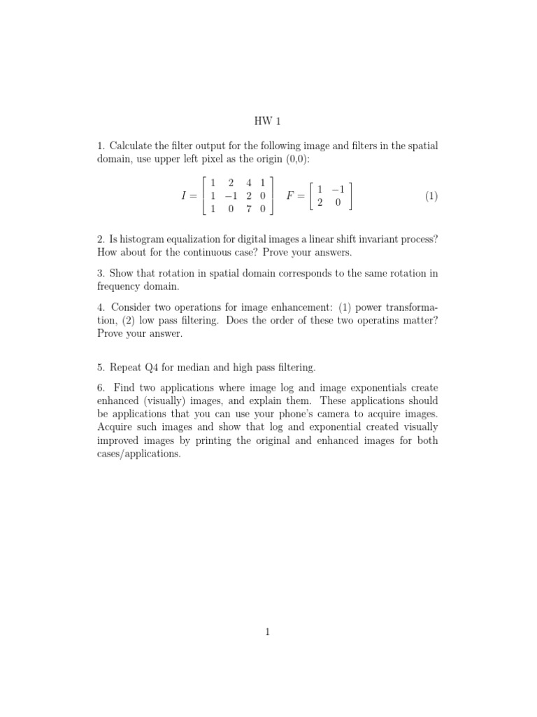 Image Processing Homework Assignment | PDF | Computers
