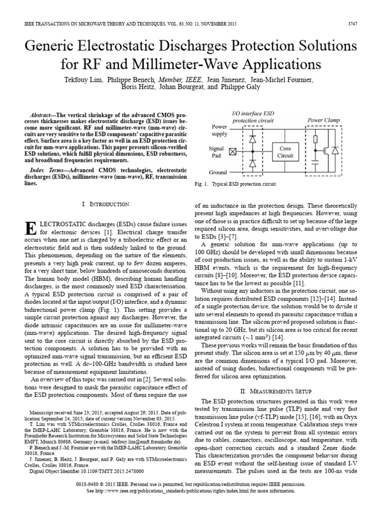 Generic Electrostatic Discharges Protection Solutions For RF and ...