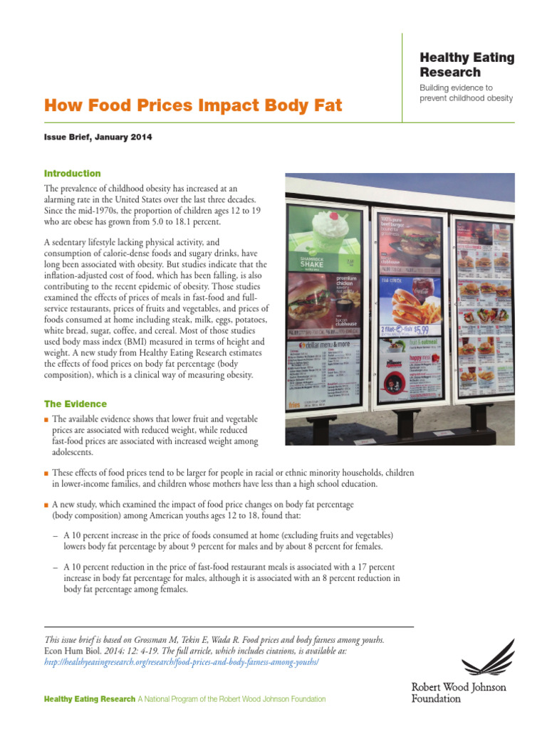 Impact of Food Prices on Youth Obesity | PDF | Obesity | Childhood Obesity