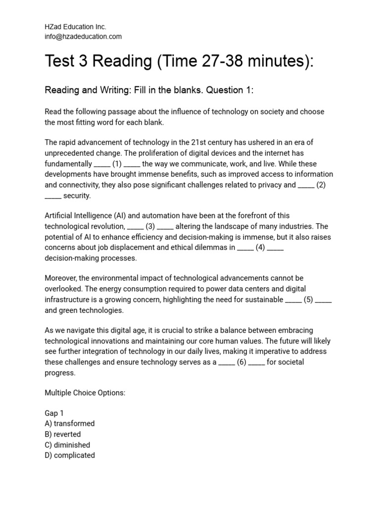 PTE+Core+Reading+Test+3 Docx+ (1) + | PDF | Sustainability ...