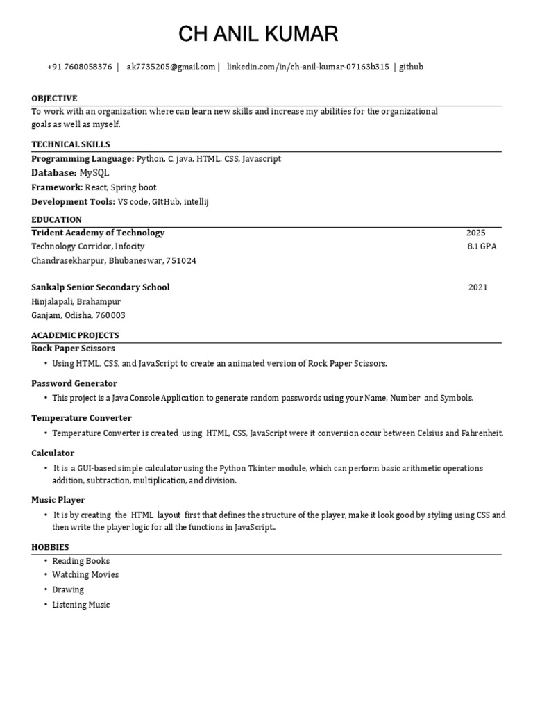 Resume 1 | PDF | Computers