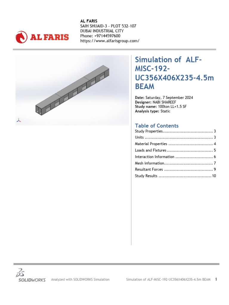 FEA Analysis of UC356X406X235 Beam | PDF | Young's Modulus | Strength ...