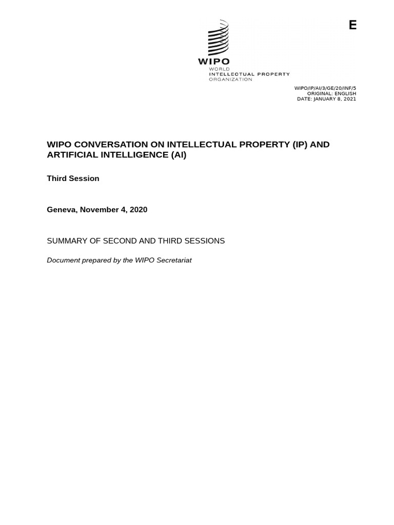 Wipo Ip Ai 3 Ge 20 Inf 5 | PDF | Intellectual Property | World ...