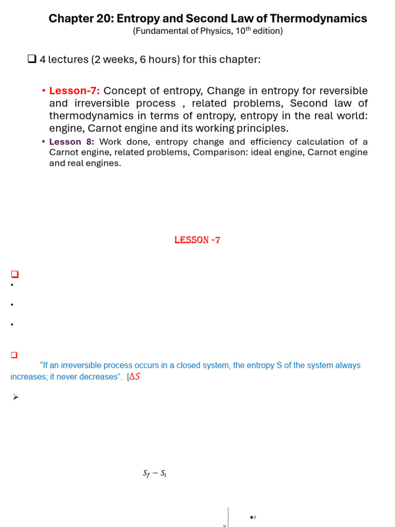 Lesson- 7 Fall24-25 | PDF | Entropy | Heat
