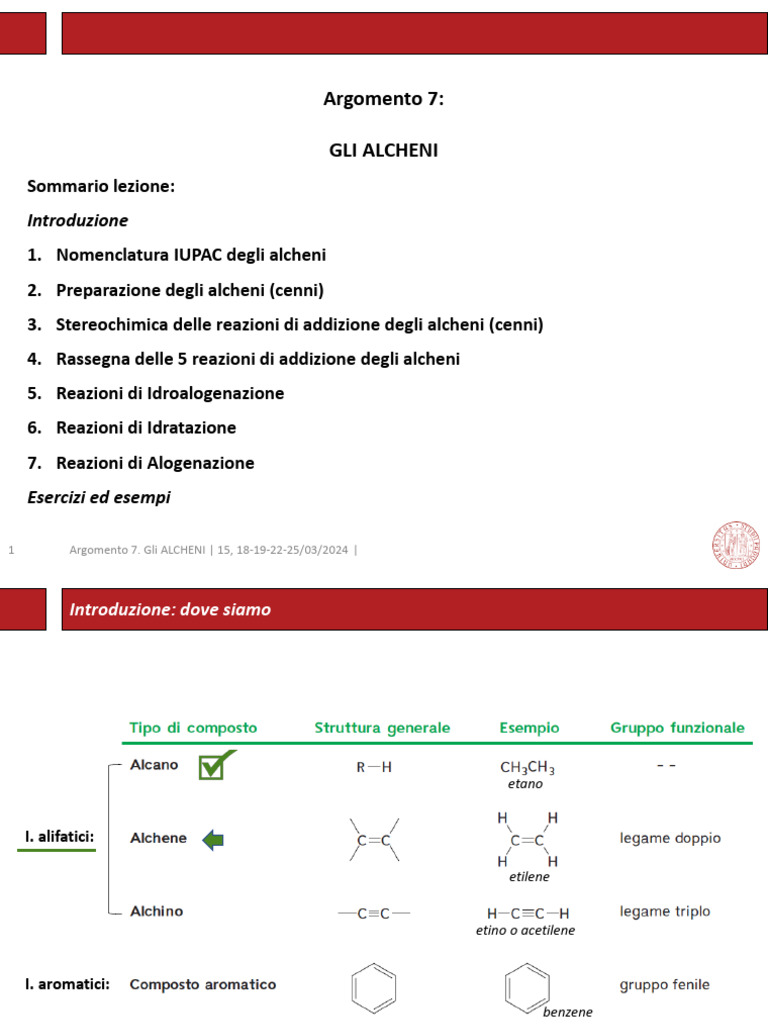 Argomento 7 Gli ALCHENI - 25032024 | PDF