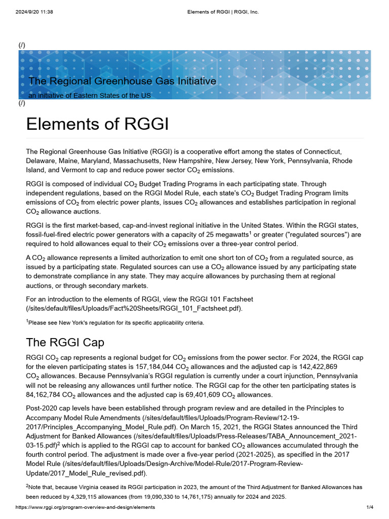 Elements of RGGI | PDF | Climate Change Policy | Economy And The ...