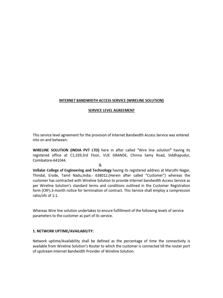 SLA -2024 | PDF | Service Level Agreement | Telecommunications