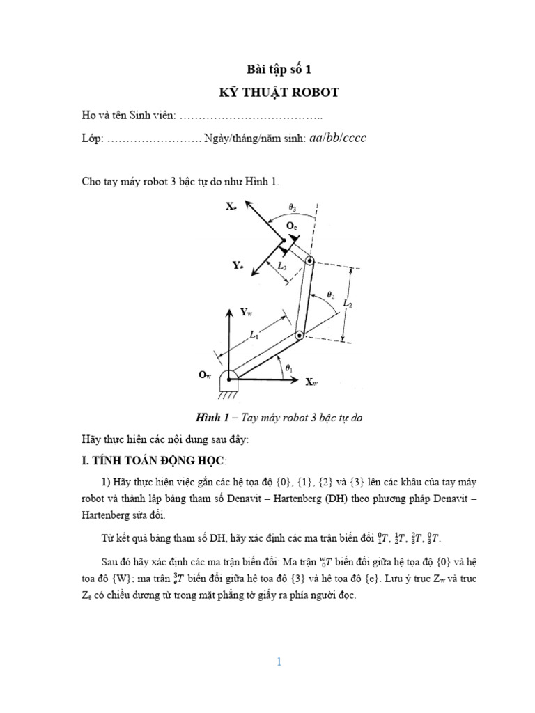 Bai Tap Mo Phong Robot CN - de So 1 | PDF