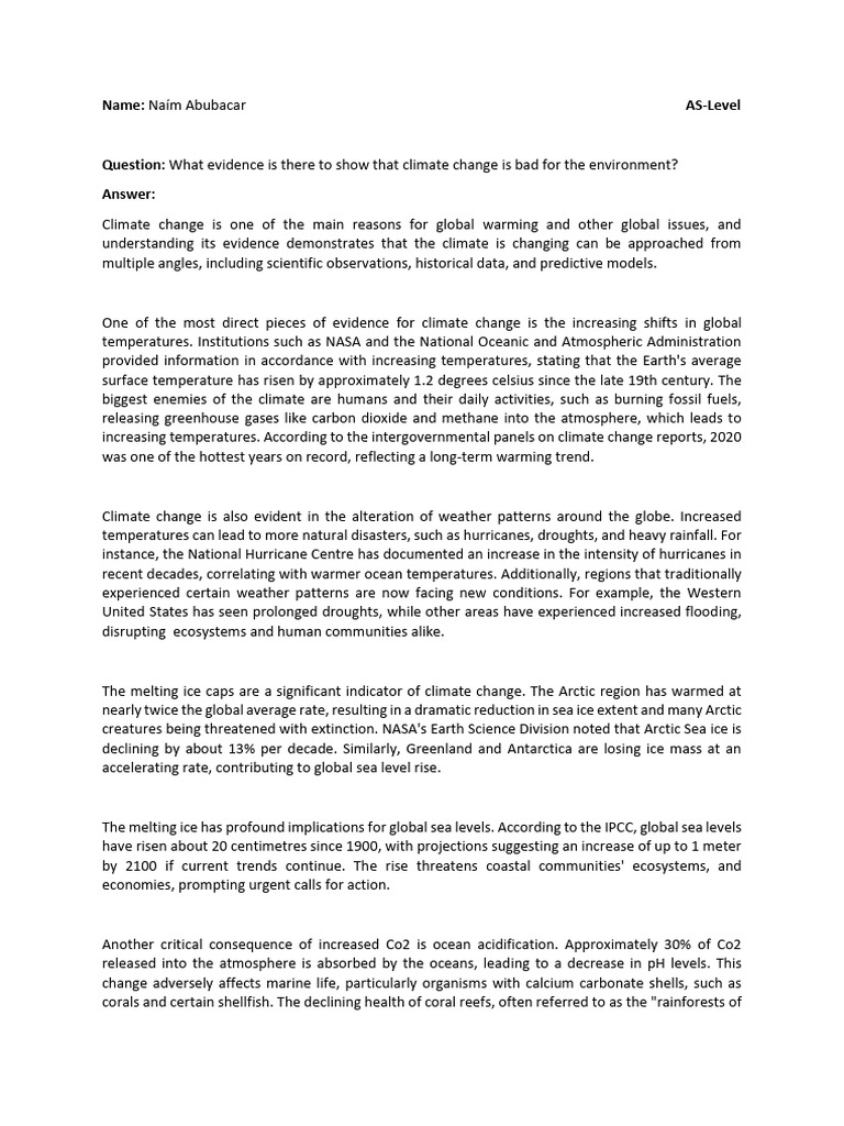 What Evidence Is There To Show That Climate Change Is Bad For The ...