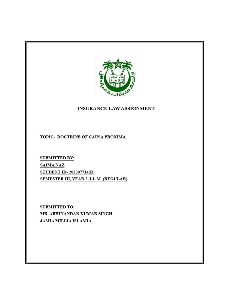 Proximate Cause in Insurance Law | PDF | Insurance | Proximate Cause
