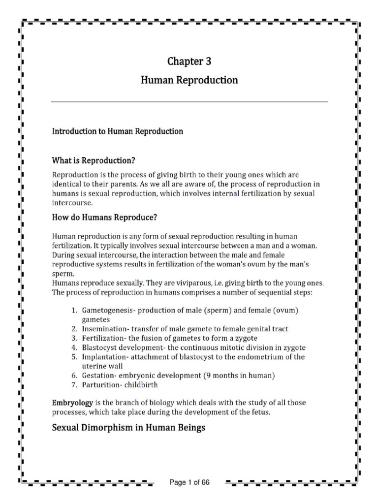 Classnoteshumanreproduction PDF | PDF