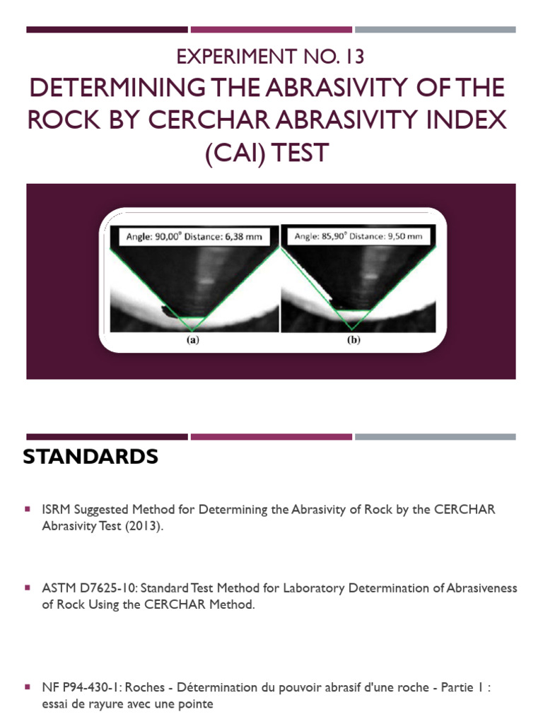 Cerchar Abrasivity Index Testing Guide | PDF | Wear | Mechanical ...