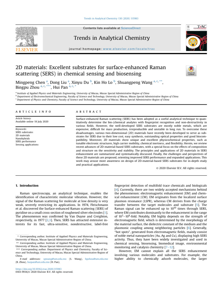 2D Materials Excellent Substrates For Surface-Enhanced Raman | PDF ...