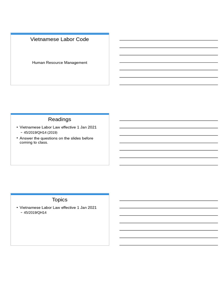 Slides HRM 12a Labor Code in Vietnam | PDF | Employment | Labour Law