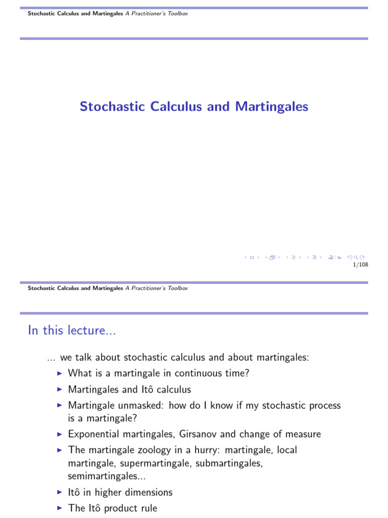 Stochastic Calculus: Martingales Explained | PDF | Stochastic Process ...