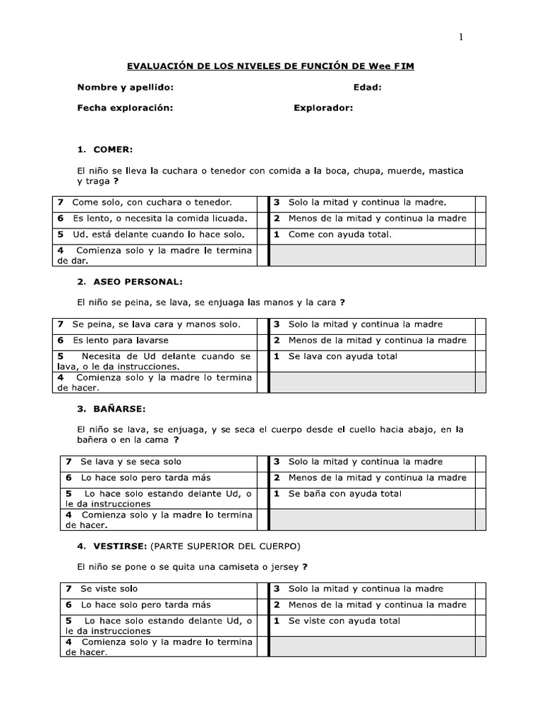Wee FIM | PDF