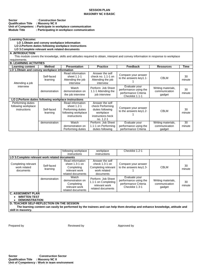 Session Plan Mas Basic | PDF | Educational Assessment | Information
