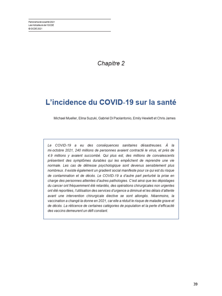 Impact du COVID-19 sur la santé 2021 | PDF | Vaccination | Espérance de ...