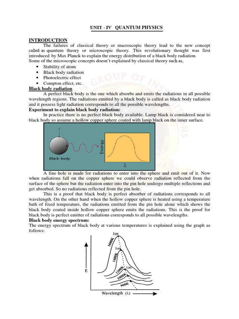 Quantum Theory and Black Body Radiation | PDF | Electromagnetic ...
