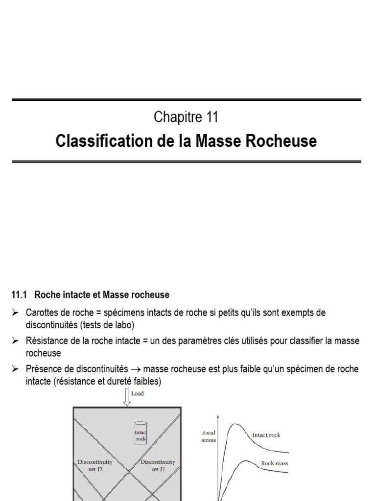 Classification et propriétés de la masse rocheuse | PDF | Masse | Tunnel