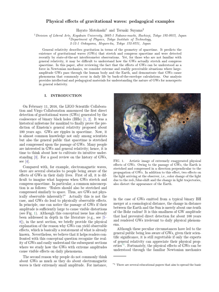 Physical Effects of Gravitational Waves - Pedagogical Examples (2022 ...
