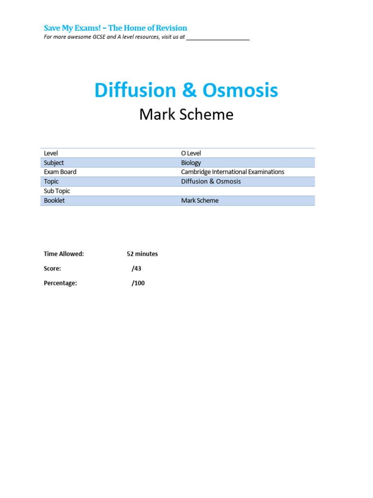 3 Diffusion MS O Level CIE Biology | PDF | Home & Garden | Science ...