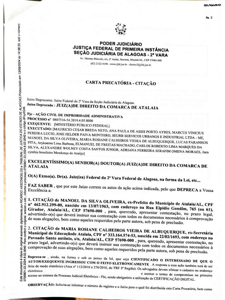 Carta Precatória - Citação | PDF