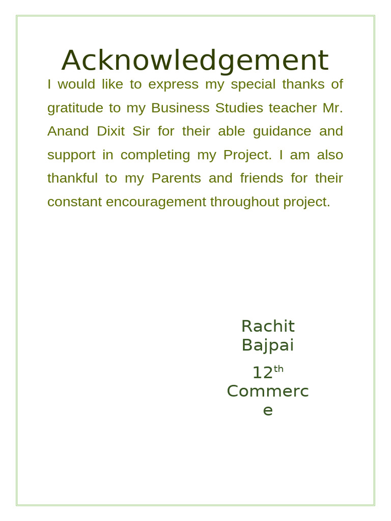 Acknowledgements for Business Project | PDF | Business