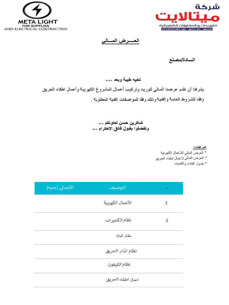 Meta Light Financial Offer | PDF