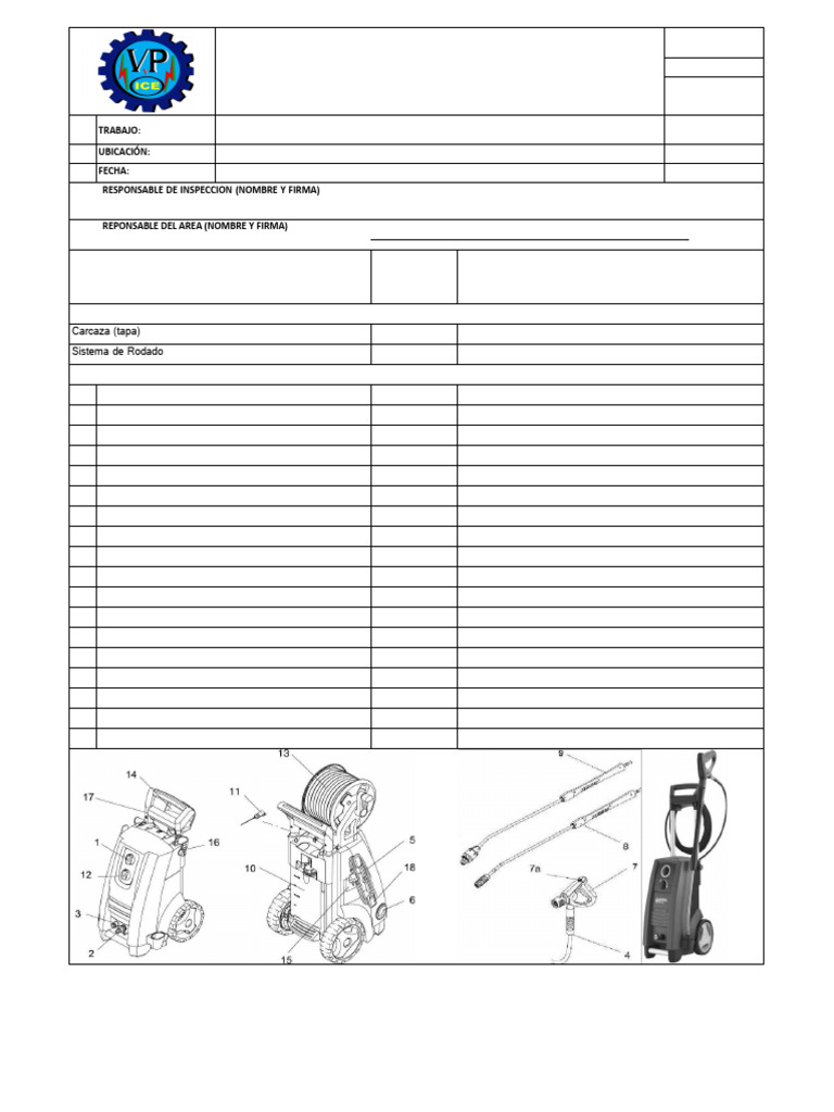 Checklist de Inspección de Hidrolavadora | PDF
