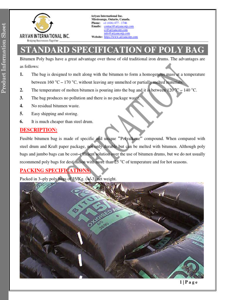 Standard Specific of Poly Bag | PDF | Secondary Sector Of The Economy ...
