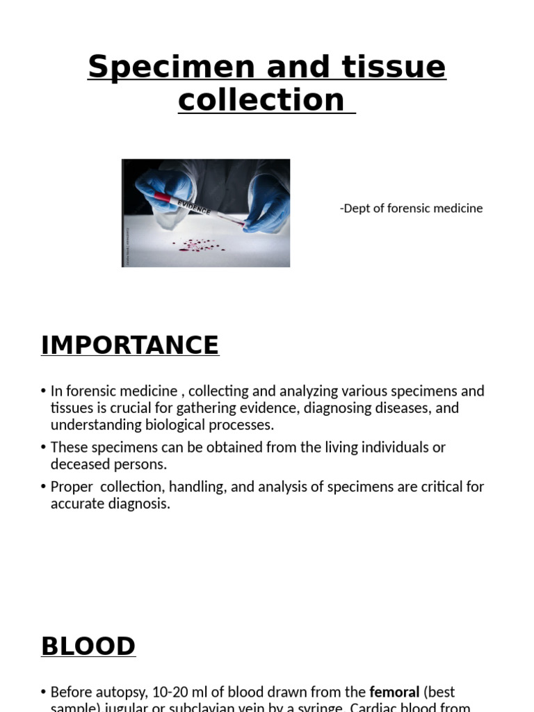 Specimen and Tissue Collection | PDF | Fingerprint