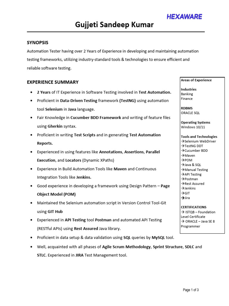 Virtusa Test Automation Expertise | PDF | Software Testing | Selenium ...