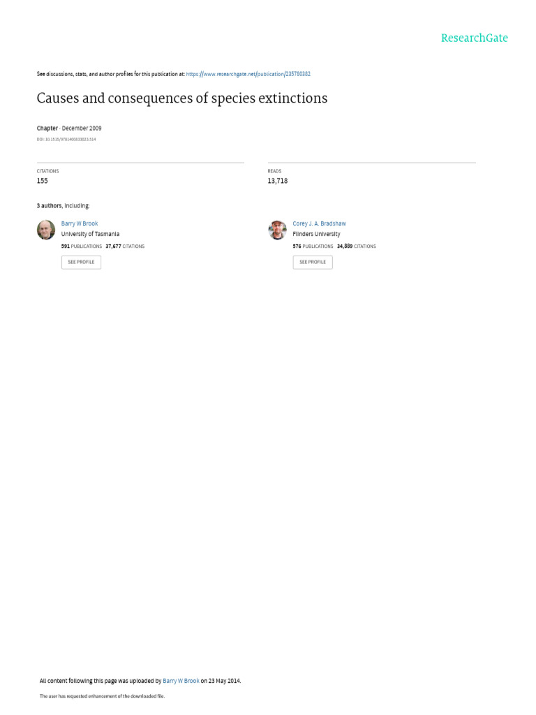 Causes and Consequences of Extinctions | PDF | Extinction | Biodiversity