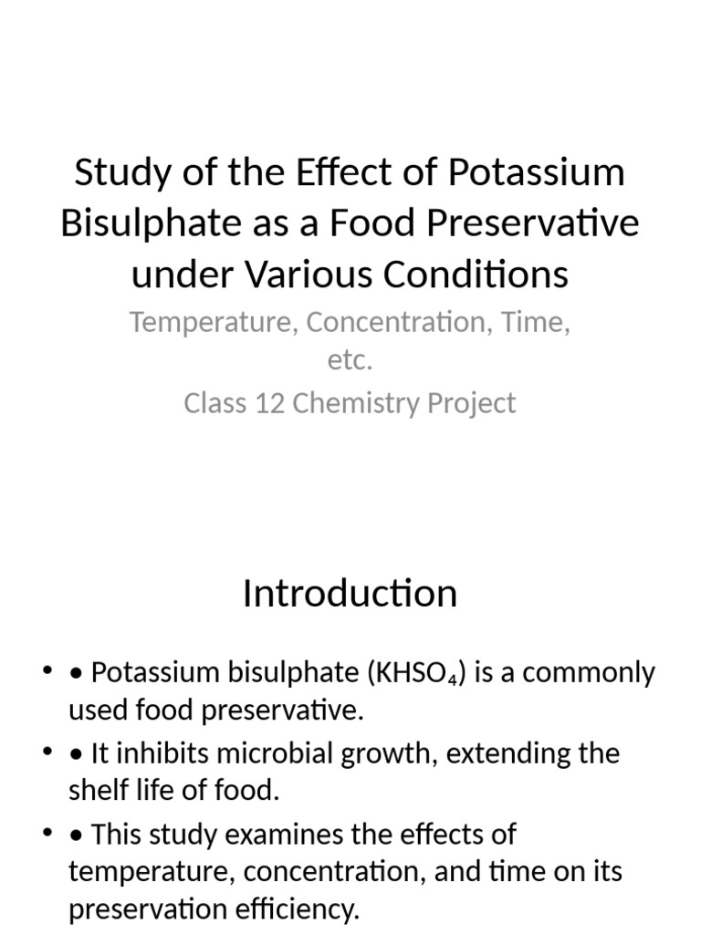 Effect of Potassium Bisulphate as Preservative | PDF | Wellness ...