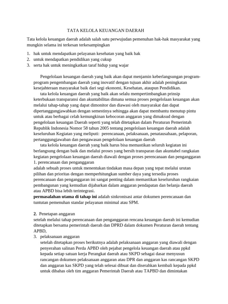 Tata Kelola Keuangan Daerah yang Efektif | PDF