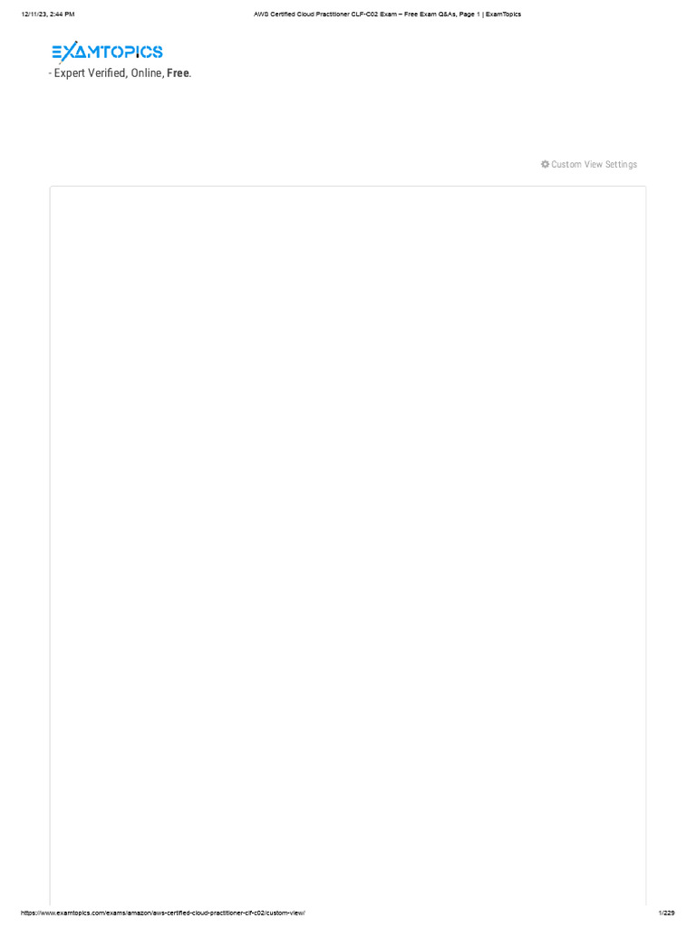 Aws certified cloud practitioner clf c02 exam 252q pdf amazon web