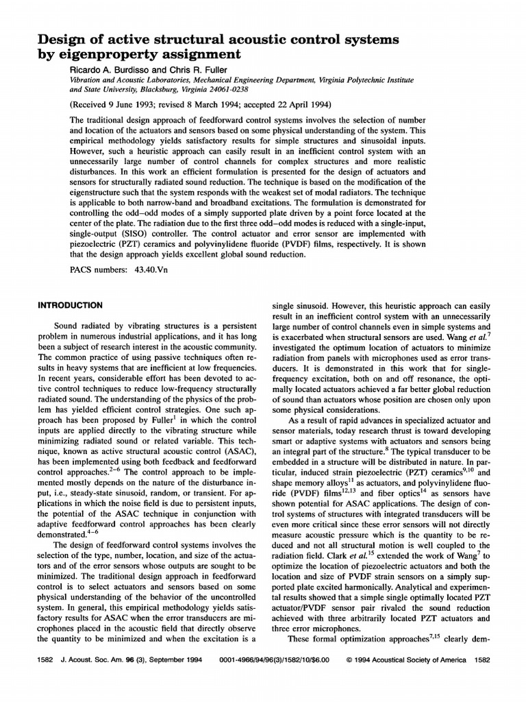1994 Design Active Structural Acoustic | PDF | Technology & Engineering