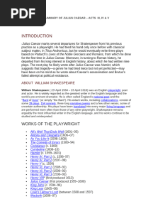 Summary of Julius Caesar Act Iii, Iv, V, STD X, Project I, 2024